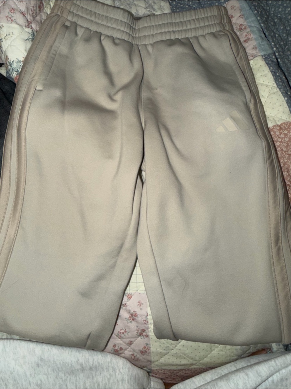 Adidas Kids Beige Athletic Track Pants